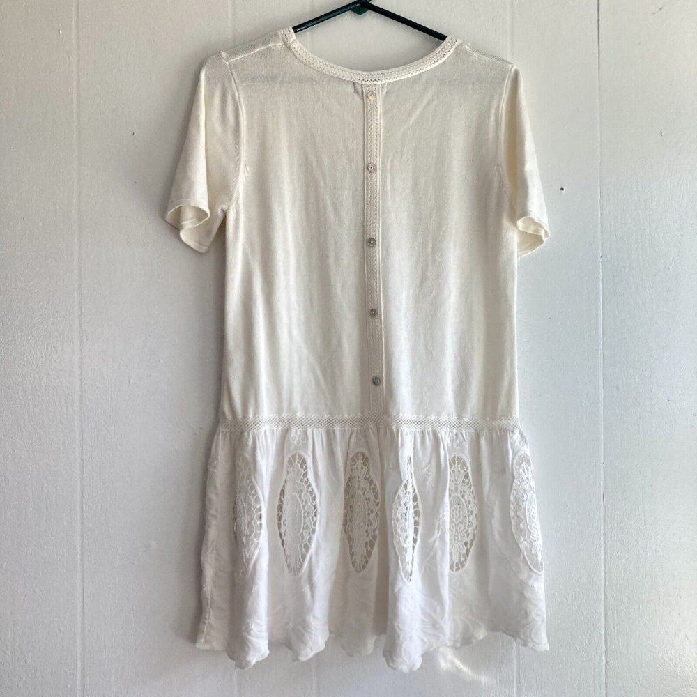 Joseph A Dress Knit Blend Eyelet lace accent Button Back Drop Waist Sz M - Picture 8 of 12
